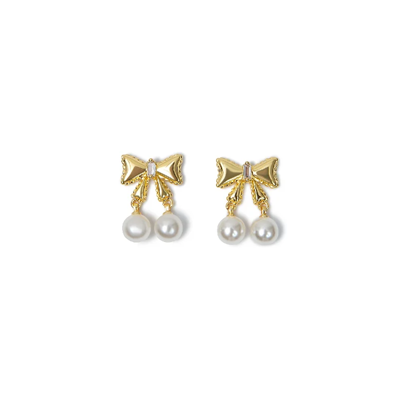 luxury diamond earrings for women -THE ARI PEARL RIBBON EARRING