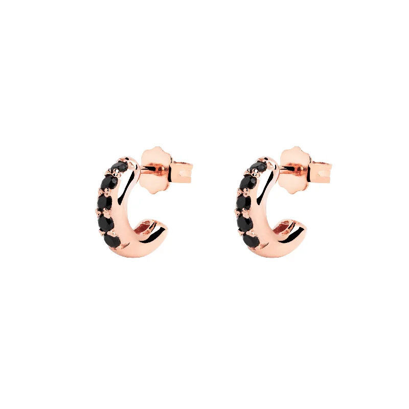 luxury diamond earrings for women -Cleo Black Rose Gold Earrings