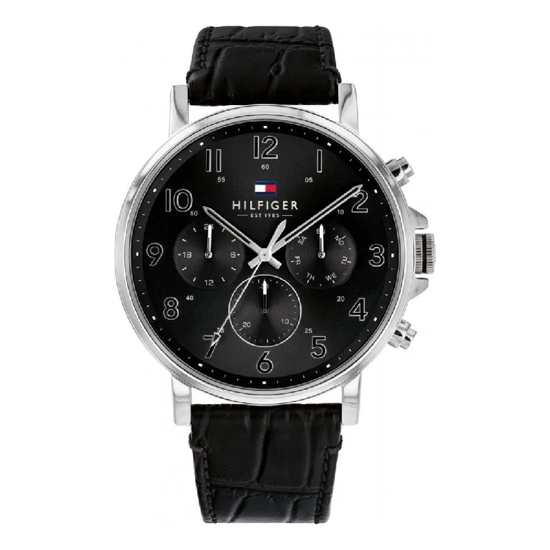 Tommy Hilfiger Men's Daniel Multi-function Black Leather Watch Model 1710381