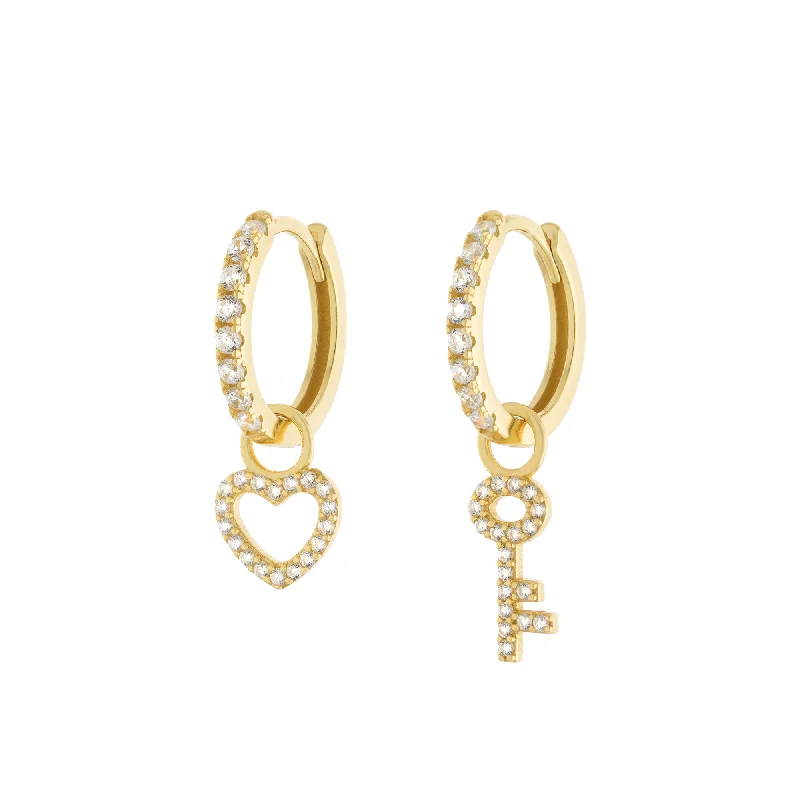 sparkly earrings for women -Unlock My Heart Huggies