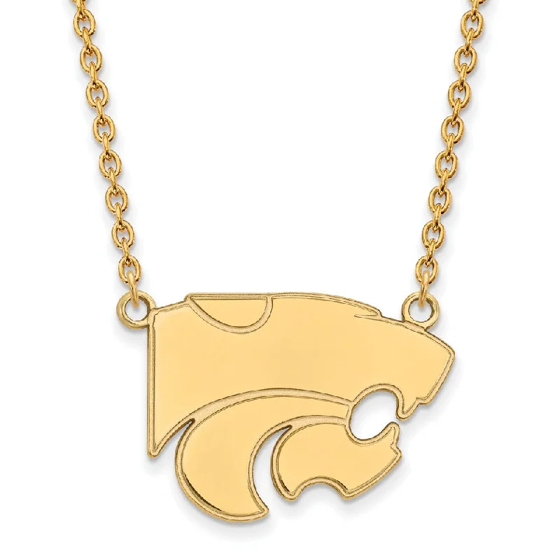 heart-shaped necklaces for women -10k Yellow Gold Kansas State Large Wildcat Pendant Necklace