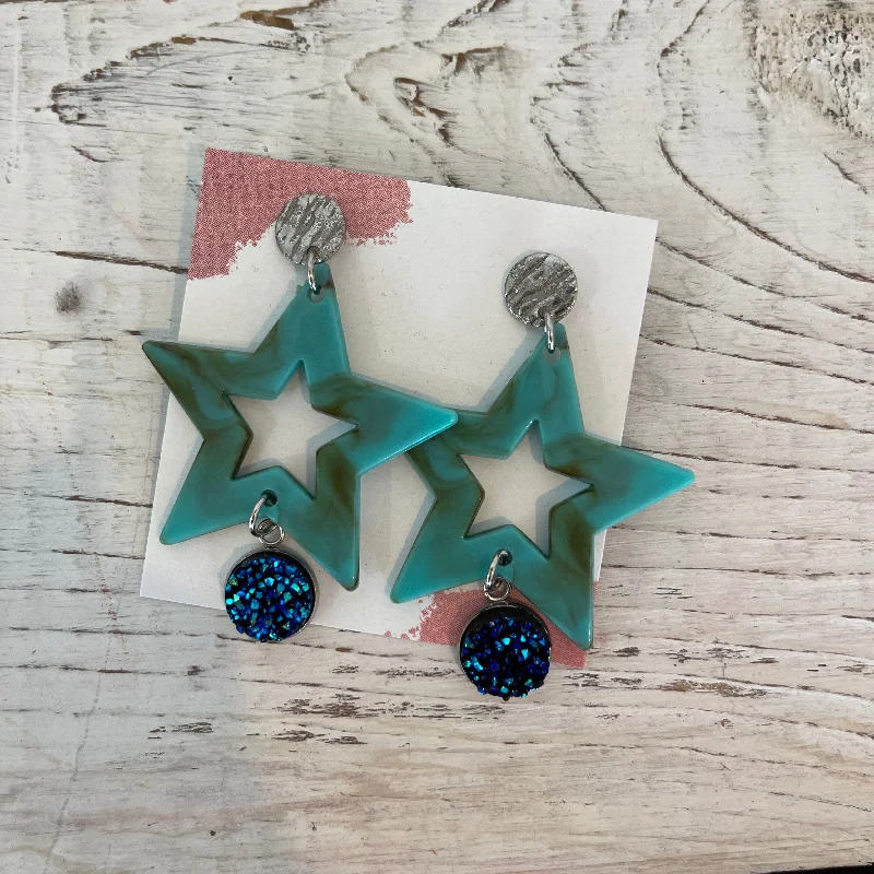 bohemian earrings for women -turquoise star drop earrings