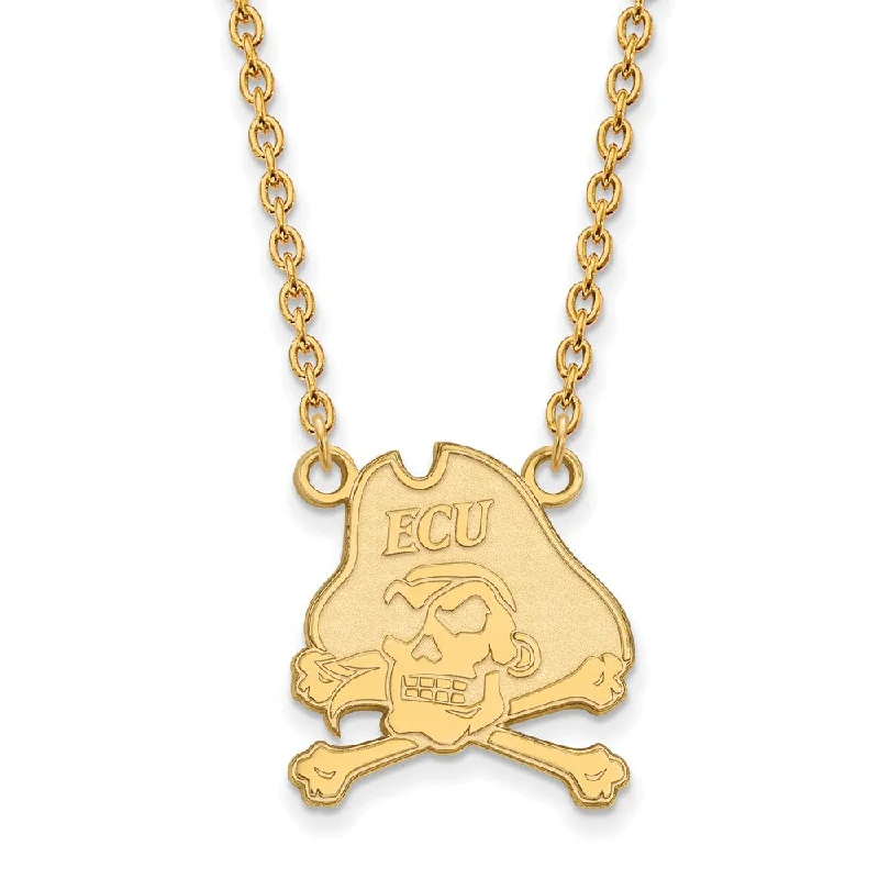 hand-crafted necklaces for women -14k Yellow Gold East Carolina U Large Pendant Necklace