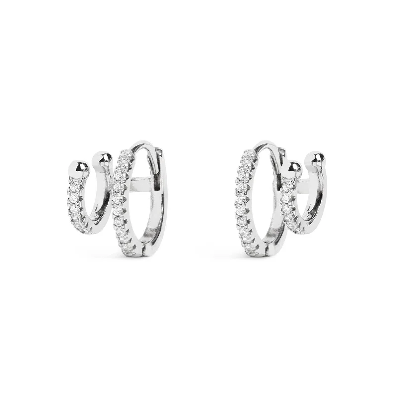 trendy stud earrings for women -Ear Cuff Spark Silver Hoop Earrings