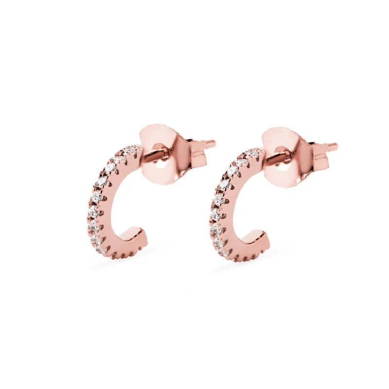 gold hoop earrings for weddings -Diamond Rose Gold  Hoop Earrings