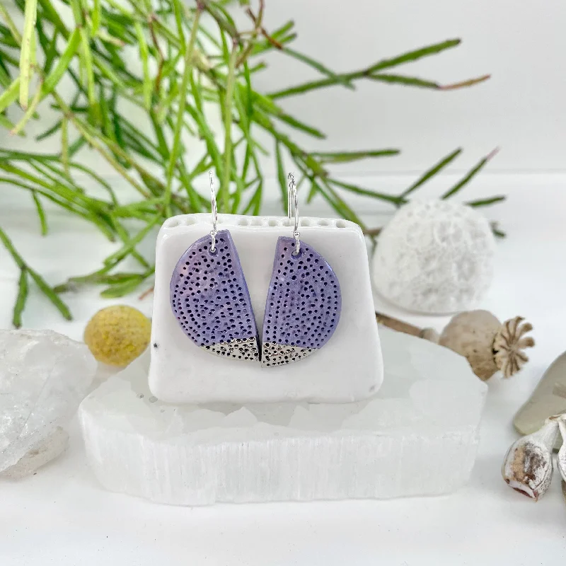 chic stud earrings for women -Purple Coral Dot Porcelain Earrings