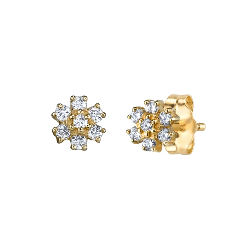 floral earrings for women -Sparkle Flower Stud Earrings