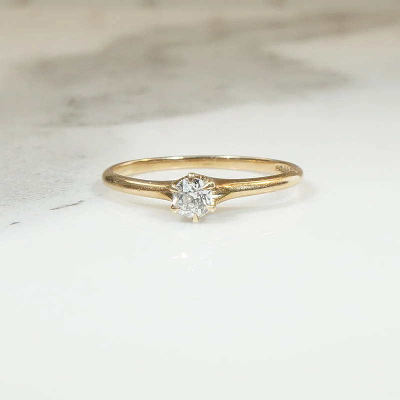 engagement rings for modern brides -Petite Old Mine Cut Diamond Solitaire Ring