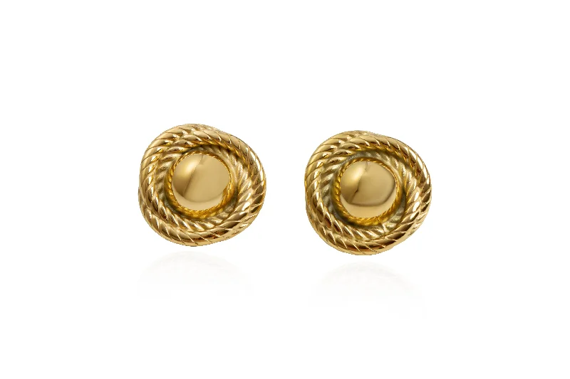 round drop earrings for women -THE ROUND ROPE DISC STUD EARRINGS