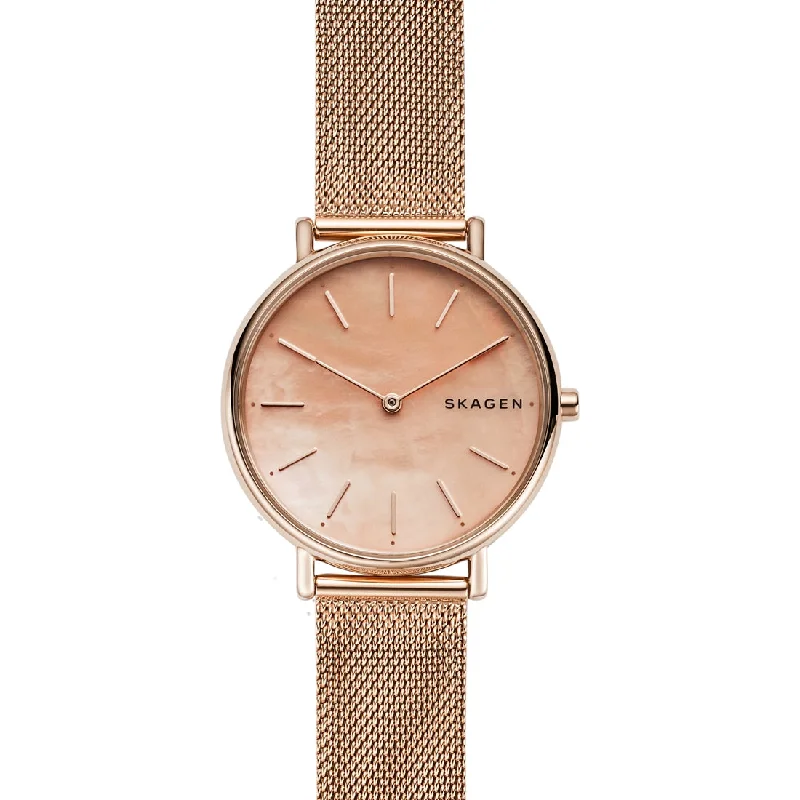 Skagen Signatur Slim Rose-Tone Steel-Mesh Watch SKW2732