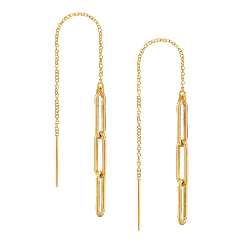 unique gold earrings for women -Muse Chain Threader Earrings