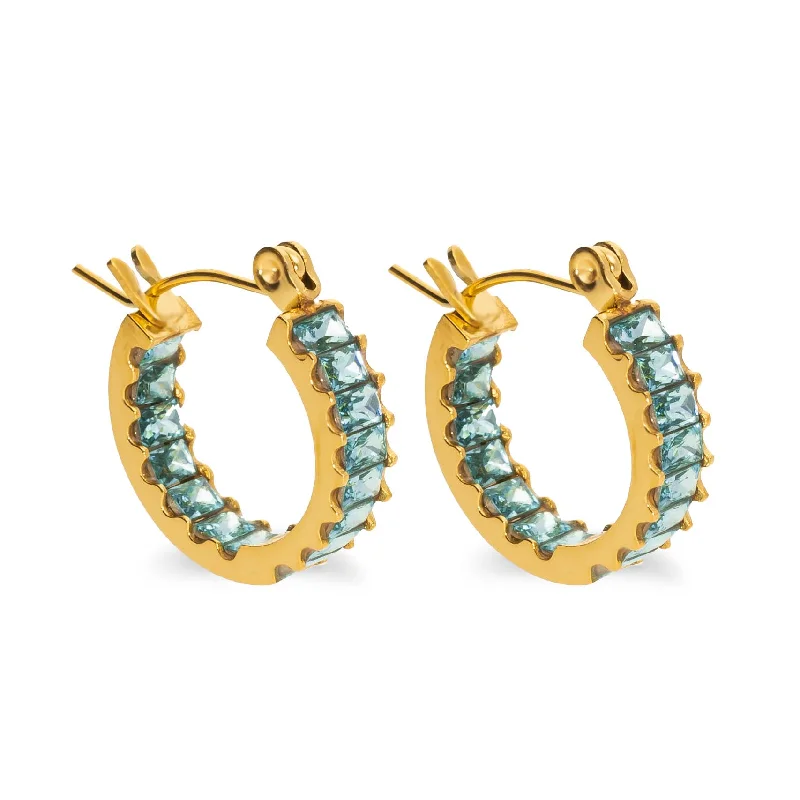 lightweight earrings for women -Coral earring aqua gold