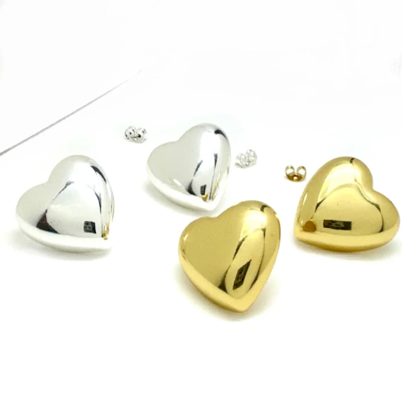 diamond earrings for women -LARGE HEART POST