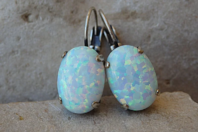 elegant drop earrings for women -Bridal Opal Earrings