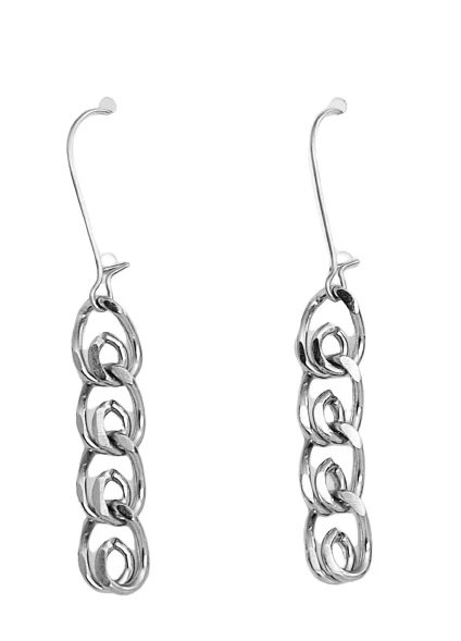 silver hoop earrings for weddings -Stainless Steel Hanging Earrings