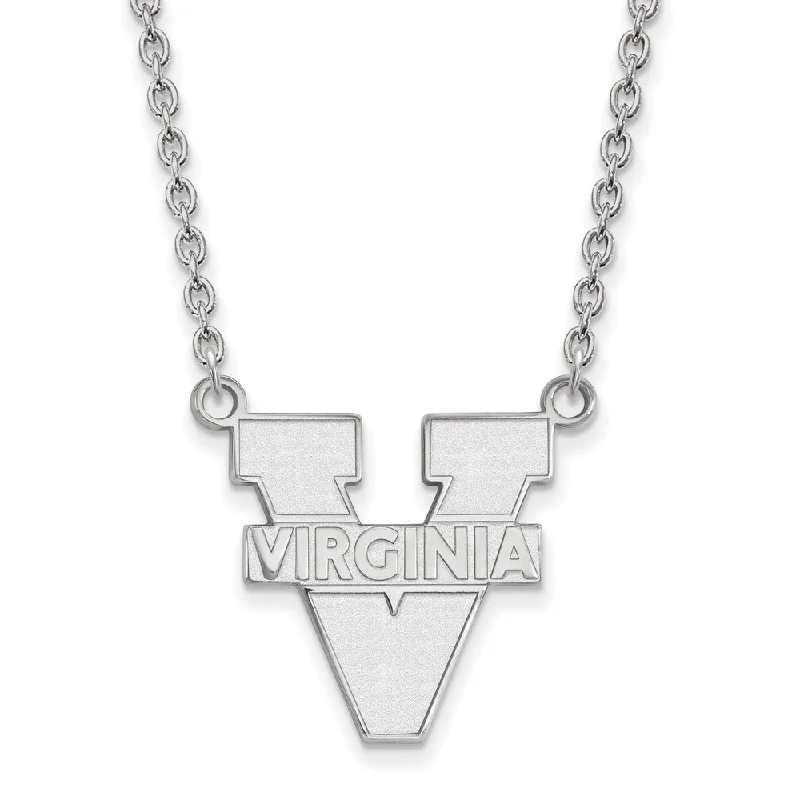 chain link necklaces for women -14k White Gold U of Virginia Large 'V' Logo Pendant Necklace