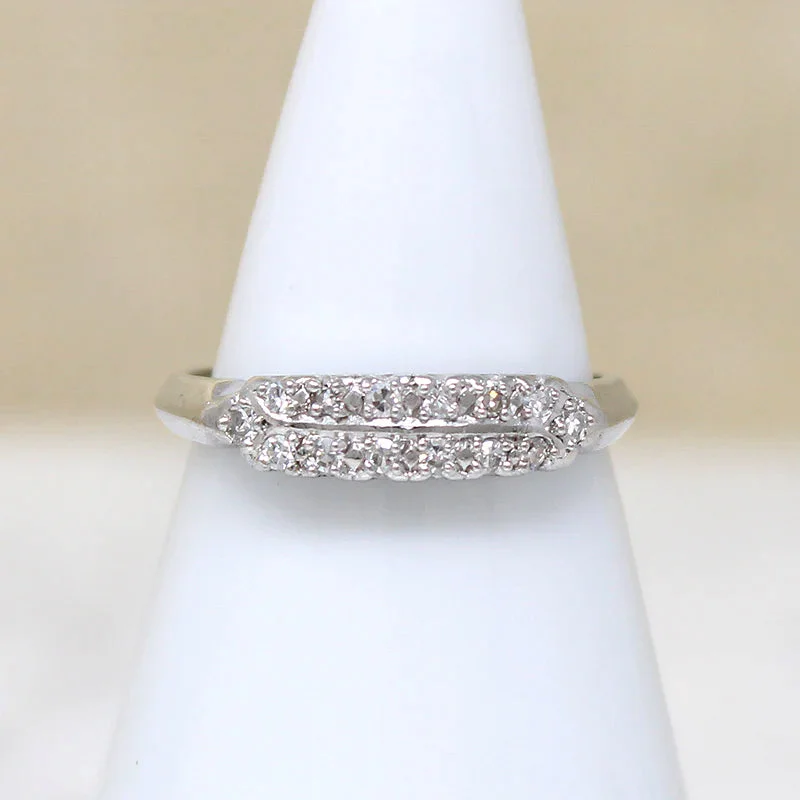 wedding rings and engagement rings sets -Double Row Diamond Wedding Band in Platinum