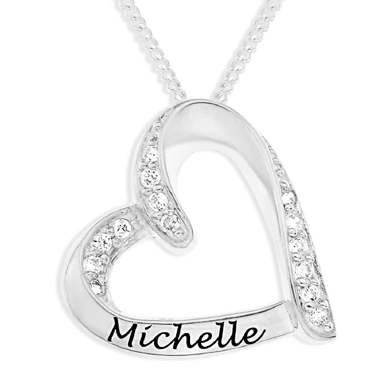 necklace gifts for women -Personalised Sterling Silver Heart Necklace