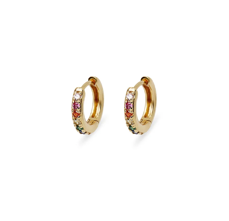 chandelier earrings for women -THE TINY RAINBOW HUGGIE HOOP EARRINGS