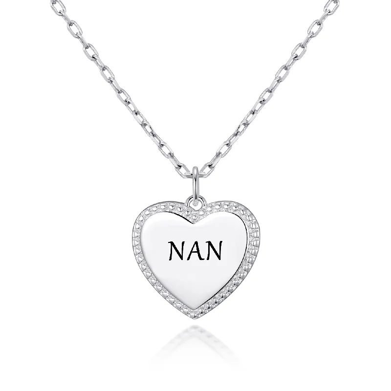 custom name necklaces for women -Silver Plated Filigree Heart Nan Necklace