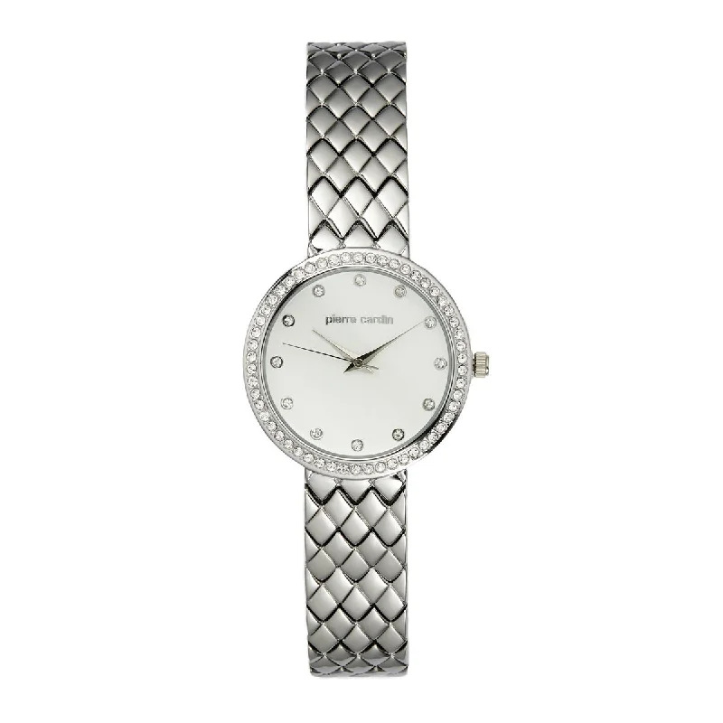 Pierre Cardin Women's Stone Set White Face Silver Watch 5890