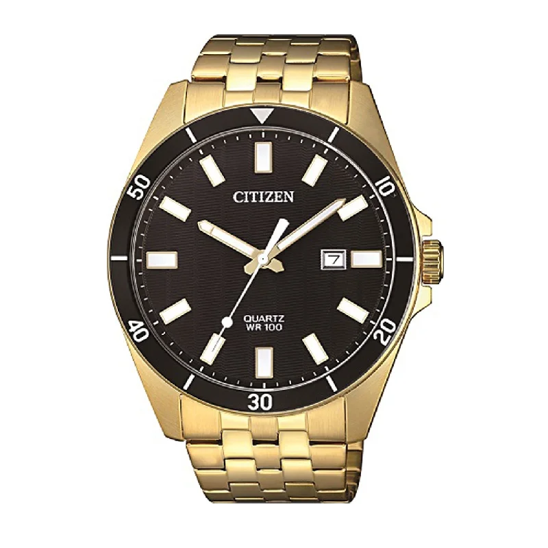 Citizen Men's Black Dial Gold Stainless-Steel Watch Model BI5052-59E