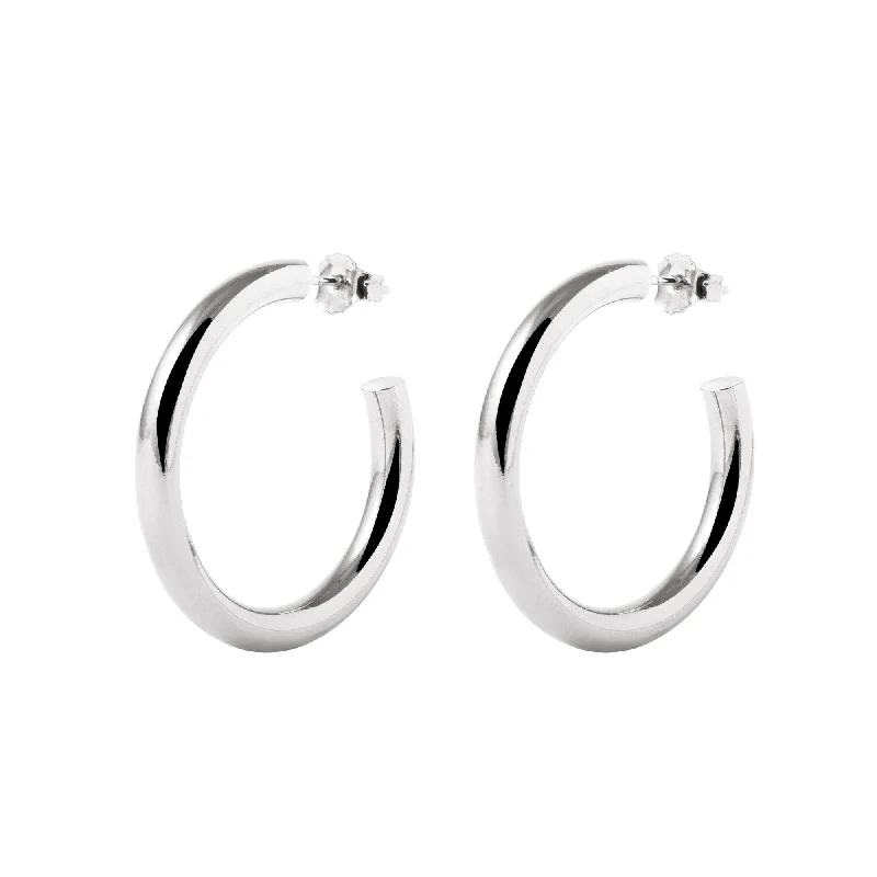 designer earrings for women -Tube Hoop Earrings