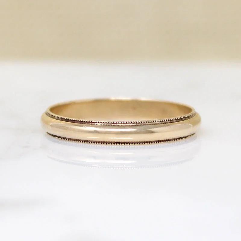 custom engagement rings for women -Slender Size 9 Gold Wedding Band with Milgrain