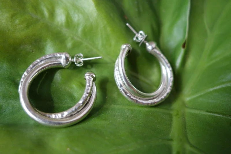 crystal drop earrings for women -Sterling Silver Earrings HOOPS