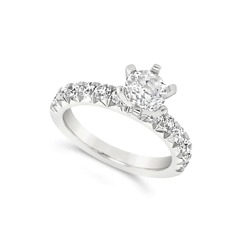 trendy engagement rings for women -Twelve Diamond Six Prong Engagement Mounting