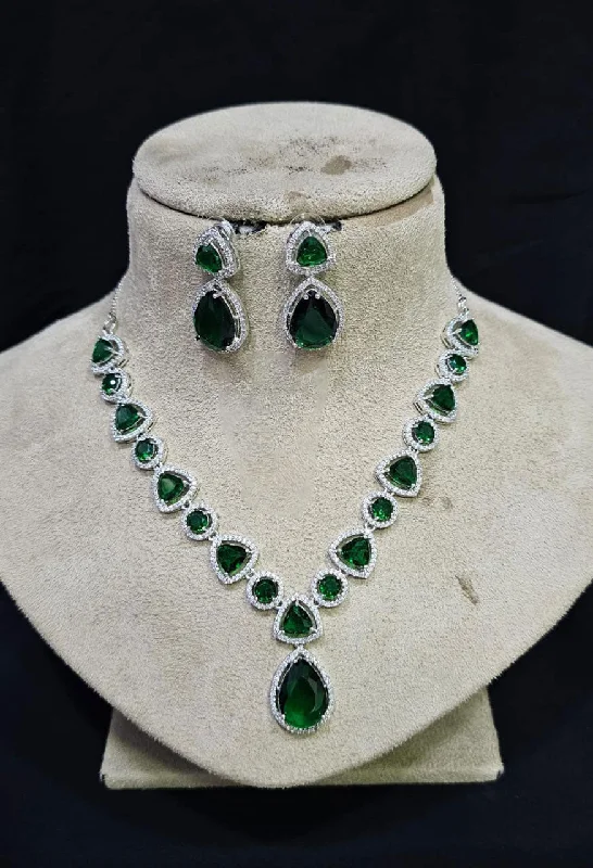 luxury emerald engagement rings for women -Stunning AD Choker Set with Silver Finish Bridal Jewelry for Indian Weddings and Engagements