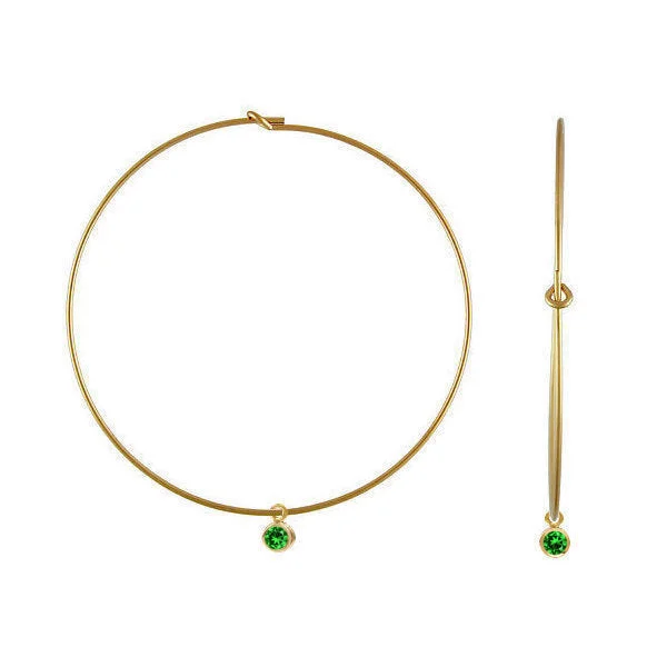 crystal earrings for women -Emerald Bezel Big Hoop Earrings