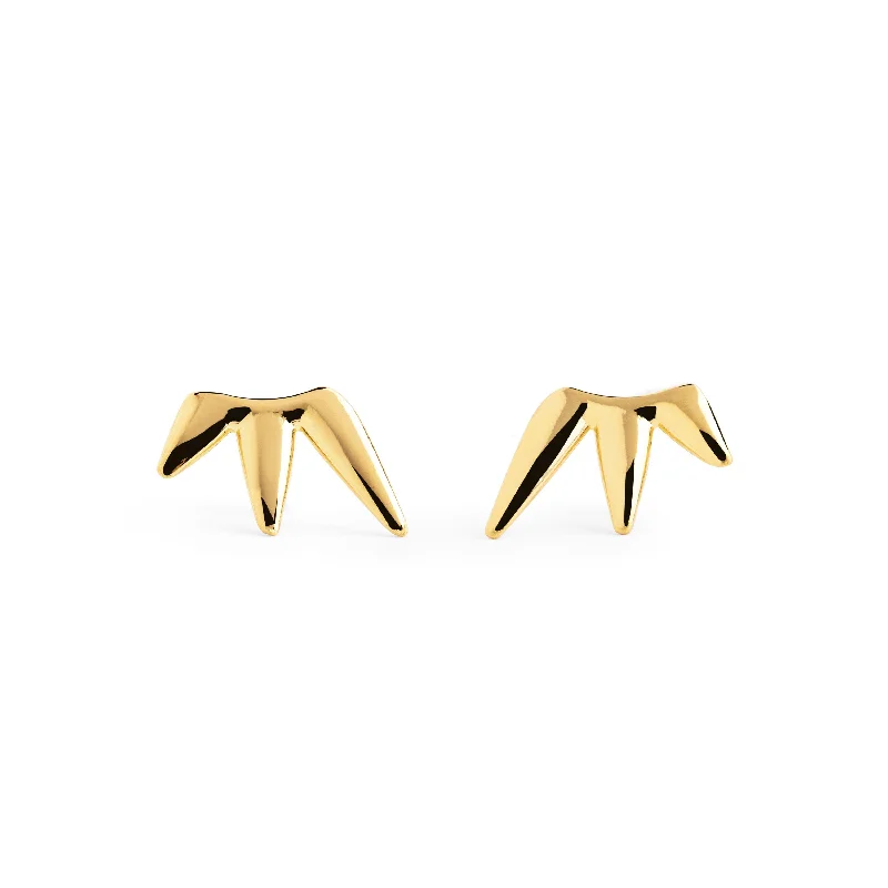 gold stud earrings for weddings -Trio Peak Gold Earrings