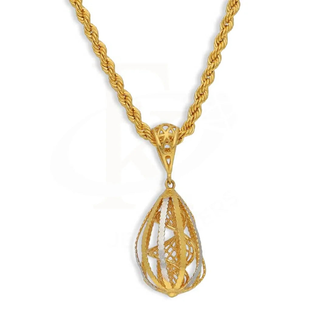 matching jewelry sets for women -Gold Necklace (Chain with Pear Shaped Pendant) 22KT - FKJNKL22K2748