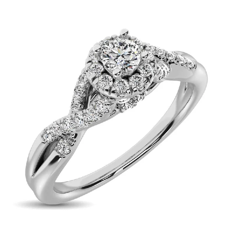 affordable diamond engagement rings for women -Diamond 1/2 ct tw Round Cut Engagement/ Promise Ring