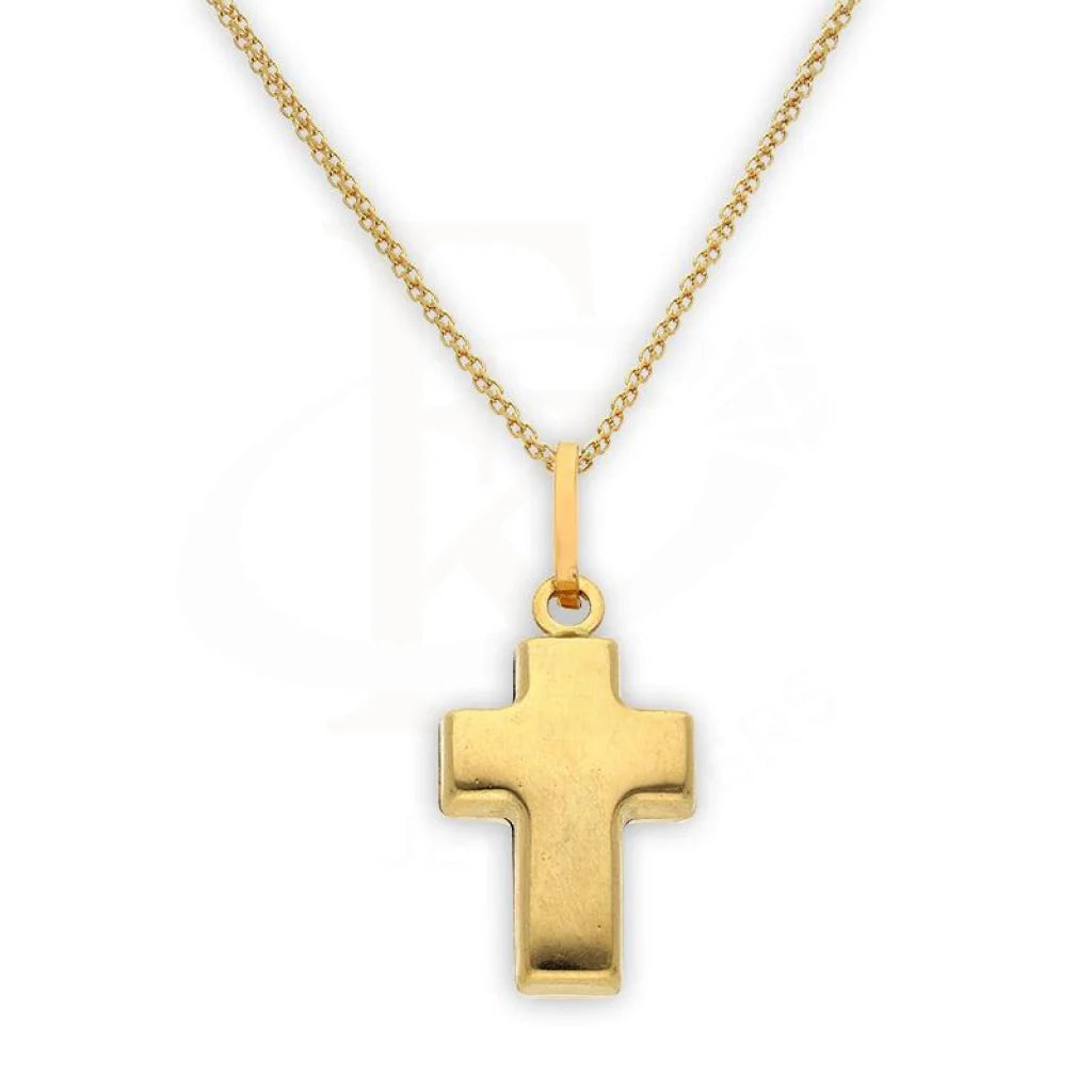 matching necklaces and earrings for brides -Gold Necklace (Chain with Cross Pendant) 18KT - FKJNKL18K2348