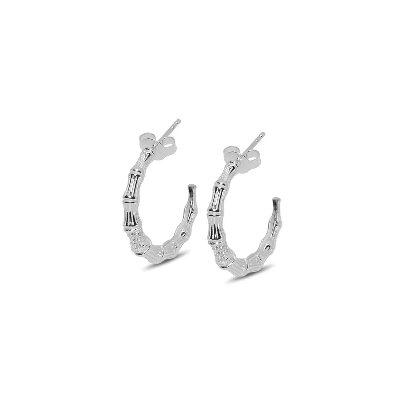 gemstone drop earrings for women -THE PAVE' BAMBOO HOOP EARRINGS