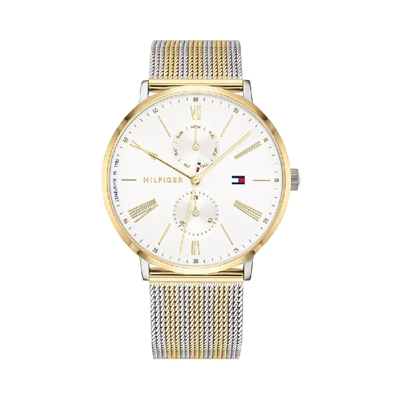 Tommy Hilfiger Ladies Jenna Multifunction 2 Tone Mesh Watch Model 1782074