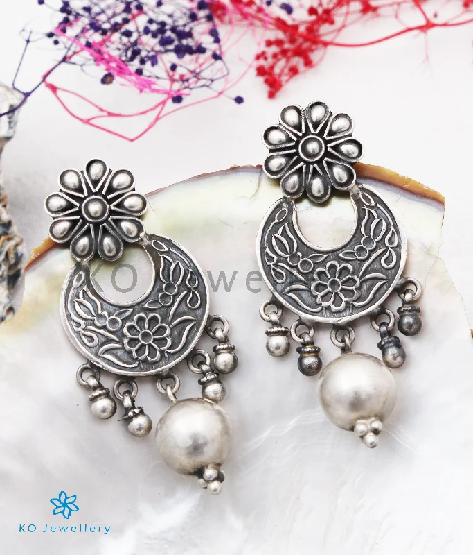 silver drop earrings for women -The Vibhav Silver Earrings(Oxidised)