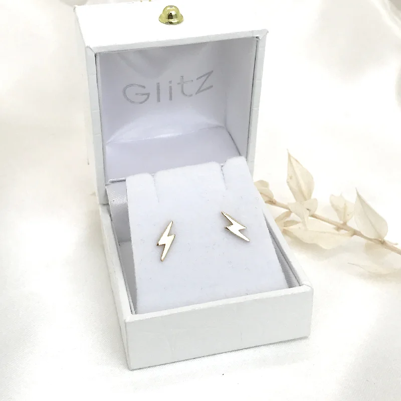 radiant earrings for women -10k Gold Thunderbolt Stud Earrings