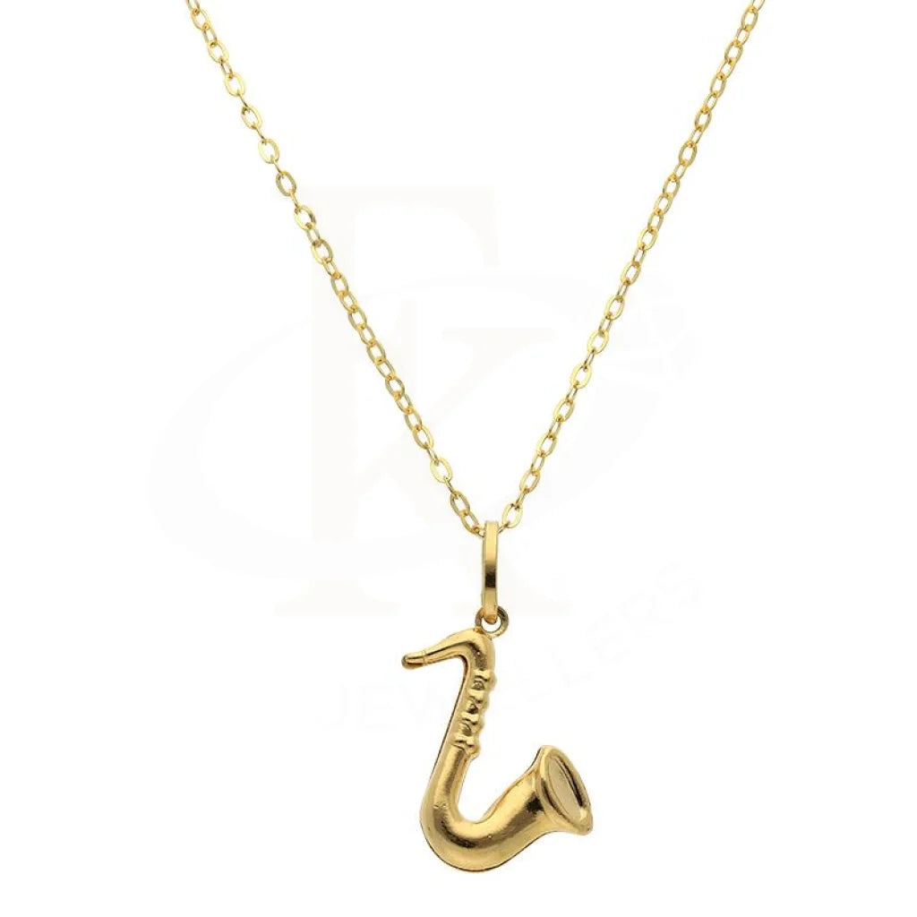 zodiac necklaces for women -Gold Necklace (Chain with Trumpet Shaped Pendant) 18KT - FKJNKL18K2497