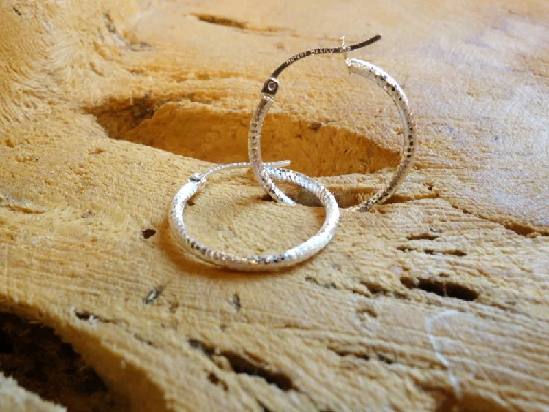 modern stud earrings for women -20cm Diamond Cut Solid Silver  HOOP Earrings