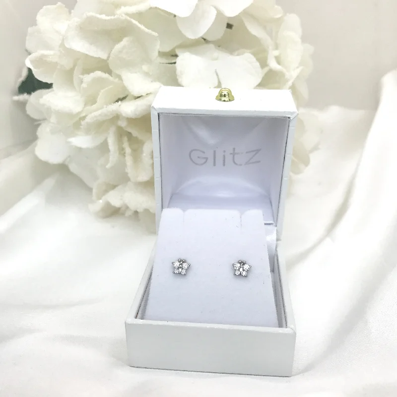 lightweight earrings for women -14k White Gold Butterfly Screw back Earrings