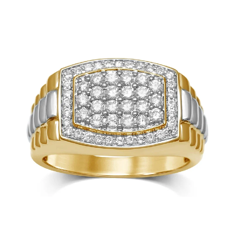 customized necklaces for gifts -9ct Yellow Gold 1.00ct Diamonds Mens Ring