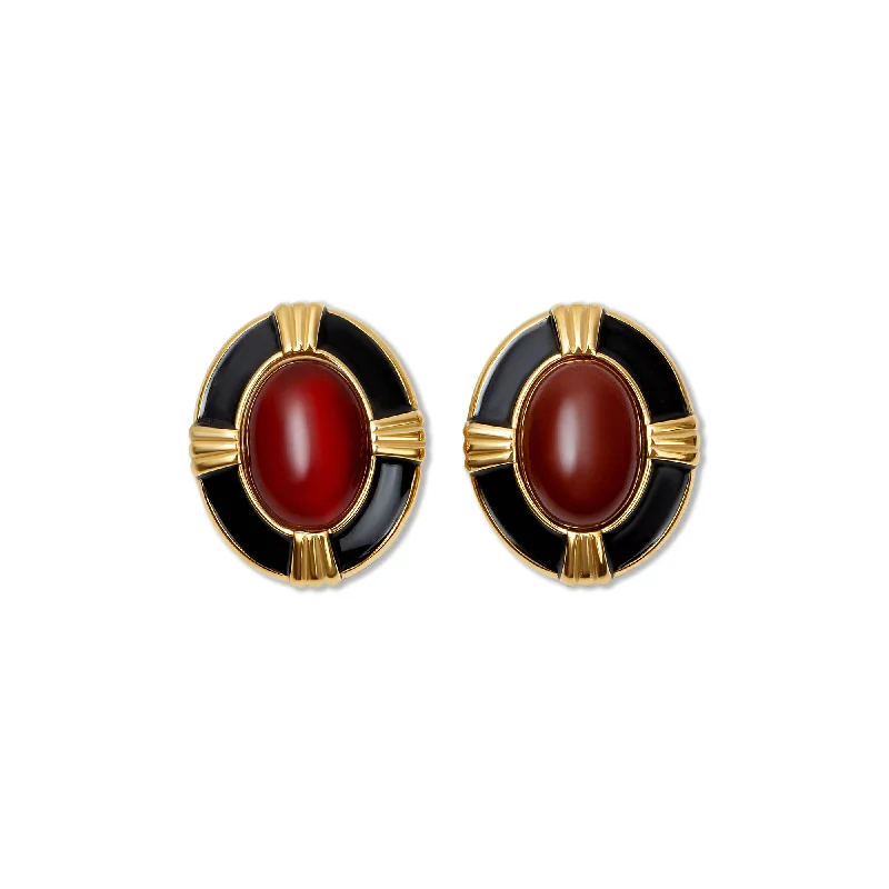 luxury diamond earrings for women -THE BOLD CIRCULAR RED HEIRLOOM EARRINGS