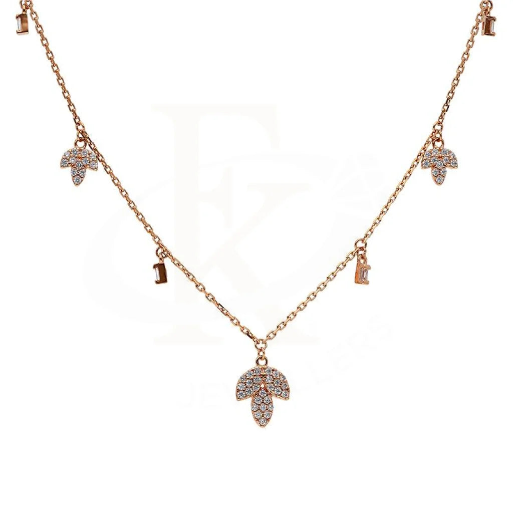 wedding pendant necklaces for women -Sterling Silver 925 Rose Gold Plated Leaf Shaped Necklace - FKJNKLSL2897