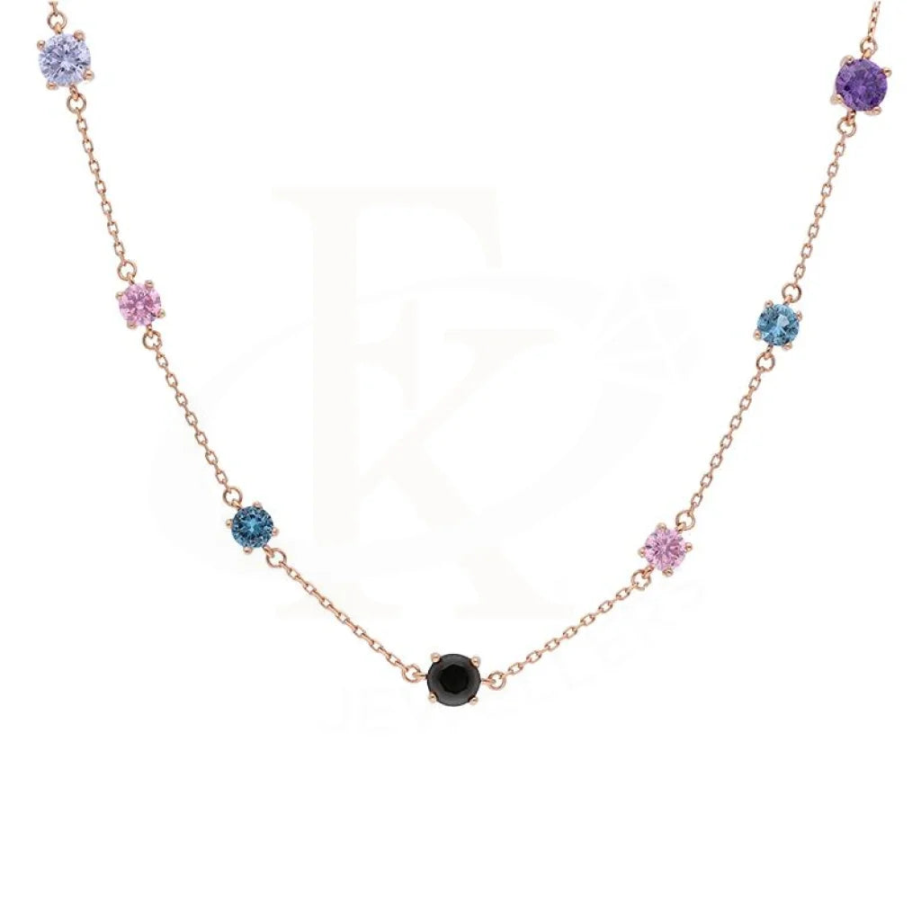 fashionable necklaces for women -Sterling Silver 925 Rose Gold Plated Solitaires Necklace - FKJNKLSL2899