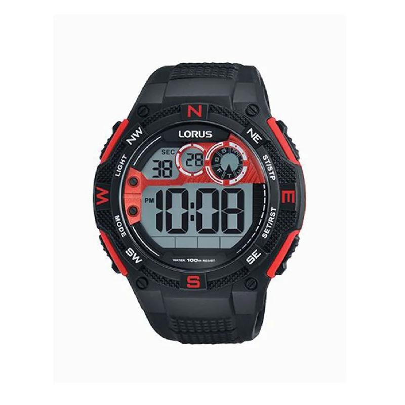 Lorus Digital Black and Red Watch R2309LX-9