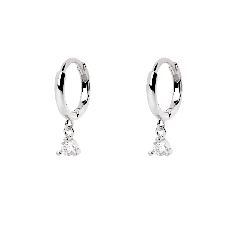 silver stud earrings for women -Drop Silver Earrings