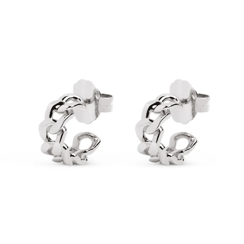 flower-shaped earrings for women -Chunky Link Hoop Earrings